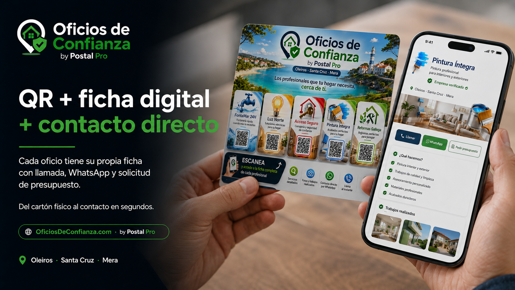 QR + ficha digital + contacto directo