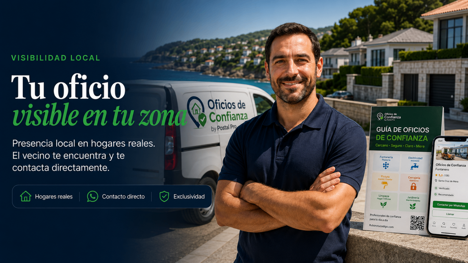 Profesional local visible en su zona con guía y ficha digital