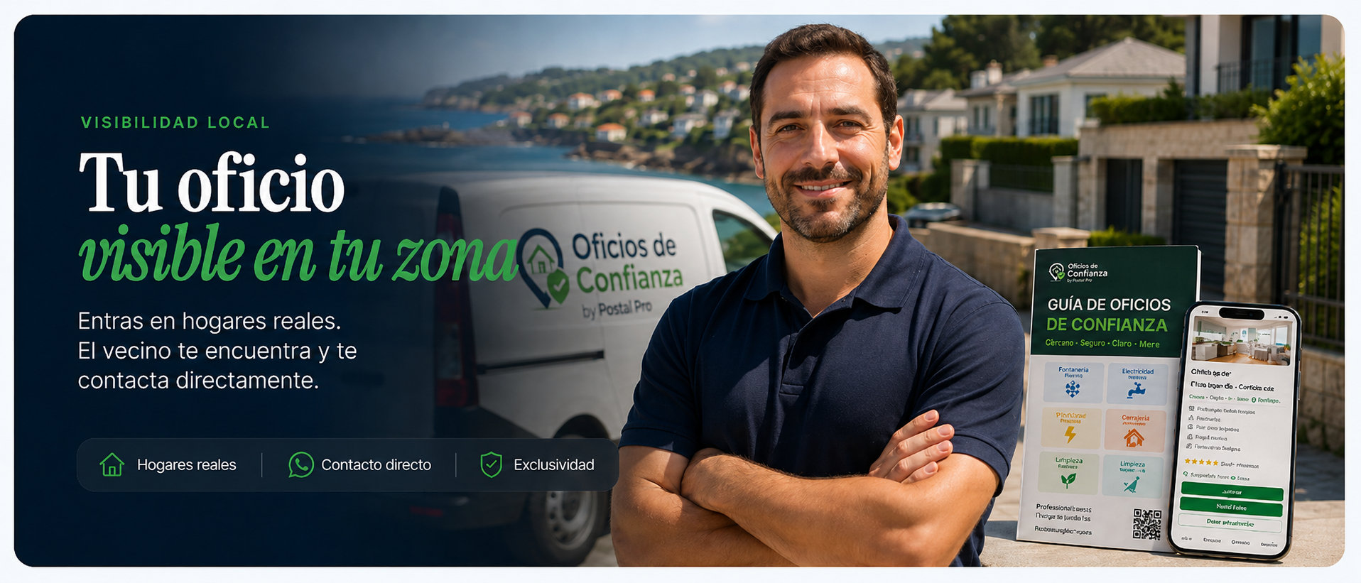 Profesional local visible en su zona con guía y ficha digital de Oficios de Confianza